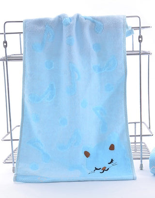 Buy blue Bamboo Fiber Kitten Face Bath Towels