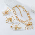 Exaggerated Alloy Gold Spider Pendant Necklace