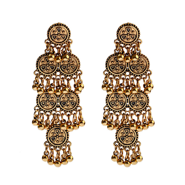 European And American Exaggerated Indian Style Earrings Long Bell Tassel Earrings Nepal