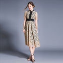 New European And American Style Hook Flower Hollow Stitching Lace Dress