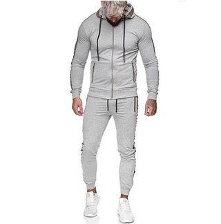 Buy grey Men&#39;s sports suit solid color casual wear with hood