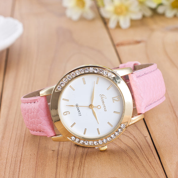 Geneva Diamond Quartz Watch Women