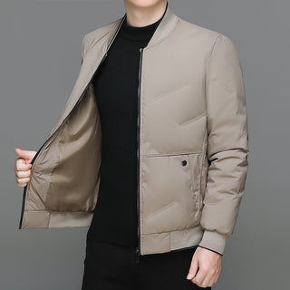 Buy khaki Fashion Down Jacket Winter Warm Jacket For Men Casual All-match Solid Color Coat