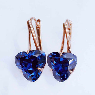 Buy blue Simple All-match Heart-shaped Blue Stone Earrings