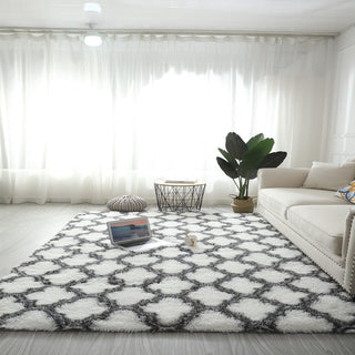 Buy white-lantern Tie-dyed Silk Wool Pattern Carpet Living Room Coffee Table Bedside Pad Long Wool Washable Full Bedroom