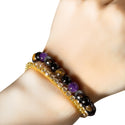 Bracelet Tigereye Tea Crystal Amethyst