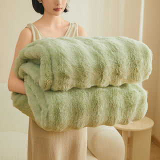 Buy green Double-sided Blanket Coral Fleece Nap Office Sofas Cover Blanket Thick Fleece Winter