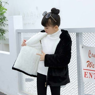 Buy 1black Plush Padded Children&#39;s Clothing Girls Wool Sweater Coat