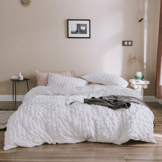 Buy white Four-piece Girl&#39;s Heart Cotton Seersucker Bed