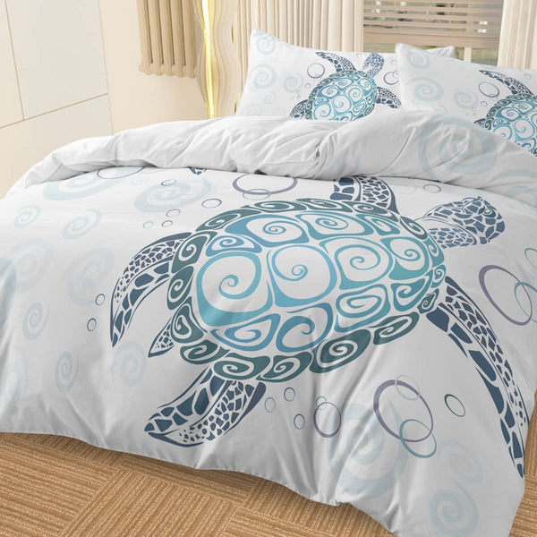 Turtle Bed Sets Ocean 3 Piece Turtle Themed Comforter Cover With 2 Pillowcases