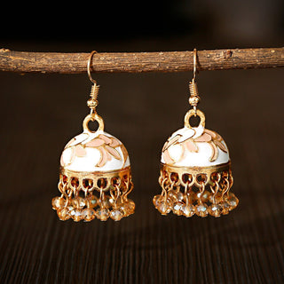 Buy hxe301-2 Bell Ethnic Style Bohemian Temperament Small Rice-shaped Beads Enamel Earrings