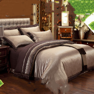 Buy golden-camel Ice Silk Jacquard European Luxury High-end Linen And Cotton Bedding Set