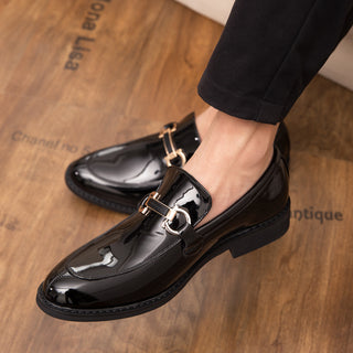 Buy bright-black Men&#39;s Versatile Casual Elevated Leather Shoes