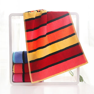 Buy yellow Thickened Color Striped Face Towel Absorbent Soft Cotton Couple Models