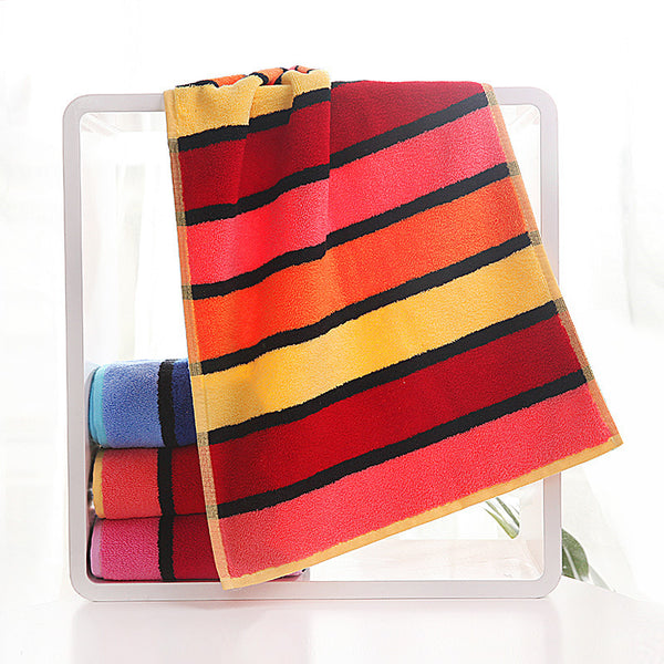 Thickened Color Striped Face Towel Absorbent Soft Cotton Couple Models