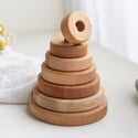 Children's Puzzle Wooden Folding Music Set Column, Rainbow Tower Ring, Large Early Childhood Education Toy Wood