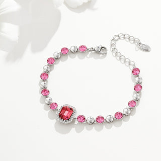 Buy white-rose-pink-plated Artificial Crystal Series Geometric Square Bracelet
