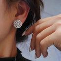 Camellia Flower Earrings Women's Fashion Micro Inlaid