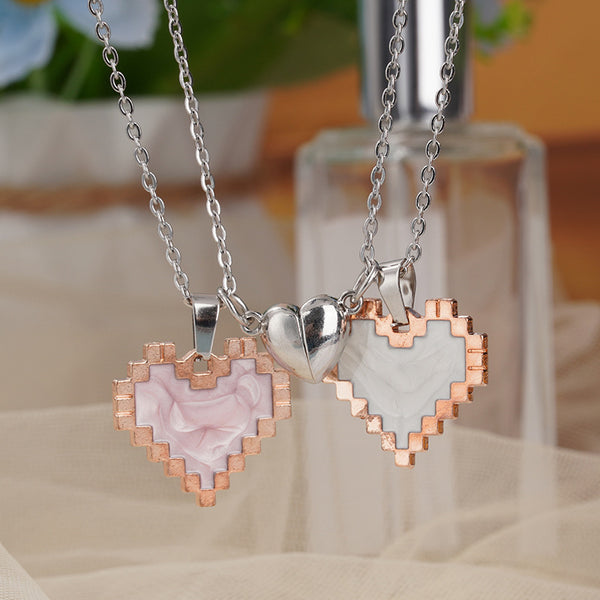 Magnetic Heart-shaped Mosaic Necklace Fashion Personality Couple Love Necklace For Valentine's Day