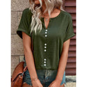 Women's V-neck Short Sleeve Tops Shirt