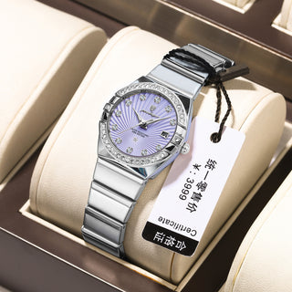 Buy 302-silver-case-purple-surface Women&#39;s Waterproof Luminous Ultra-thin Watch