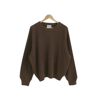 Buy brown Solid Color Lazy And Loose Thick Needle Pullover