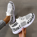 Women Leopard Print Lace-up Sneakers