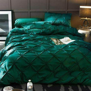 Buy green Three-piece Solid Color Bed Sheet Duvet Cover