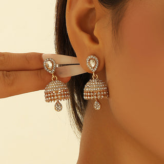 Bohemian Style Heart-shaped Diamond Bell-shaped Earrings