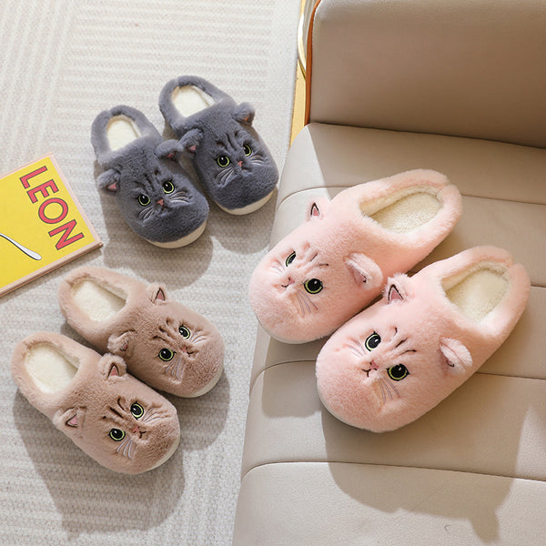 Unisex Kitty Cartoon Cotton Slippers