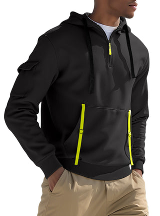 Buy black Men's Fleece-lined Casual Sweatshirt Fashion Hoodie