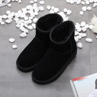 Buy black Women&#39;s Snow Short Flat Bottom Fleece-lined Cotton Boots