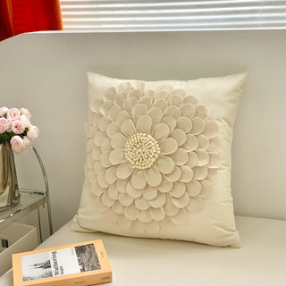 Buy handmade-petals Nordic Cream Style Brown Simple Flower Embroidered Sofa Bedroom Bedside Decorative Pillowcase