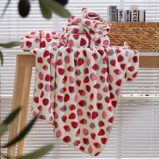 Buy color Coral Fleece Strawberry Towels Suit