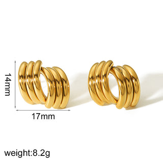 Buy te6838g Niche Design Three-line Crisscross Female Titanium Steel 18K Gold Earrings Does Not Fade