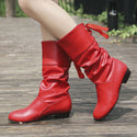 Low Heel Round Head Slingback Mid-calf Boots