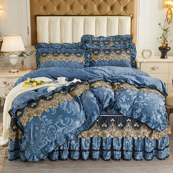 Detachable Bedding Four-piece Duvet Cover Bed Skirt