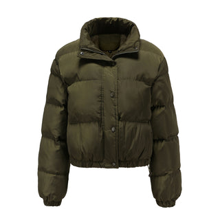 Buy army-green Long Sleeve High Collar Warm Coat