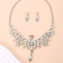 Indian Ethnic Style Vintage Gemstone Beads Jewelry Earrings Necklace 2 Pieces Suit