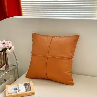 Buy pu-technology-fabric Nordic Cream Style Brown Simple Flower Embroidered Sofa Bedroom Bedside Decorative Pillowcase