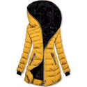 Women Hooded Warm Fleece Mid-length Padded Jacket