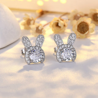 Buy white-gold-color S925 Sterling Silver Rhinestone Earrings Sweet Girl Style