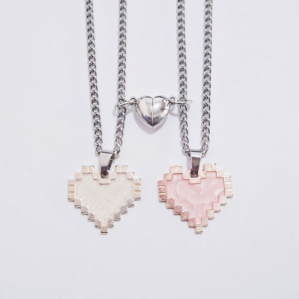 Magnetic Heart-shaped Mosaic Necklace Fashion Personality Couple Love Necklace For Valentine's Day