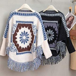 Mao Mao Yu Retro Ethnic Style Off-Neck Pullover