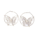 Vintage Creative Ethnic Style Silver Earrings Butterfly Earrings