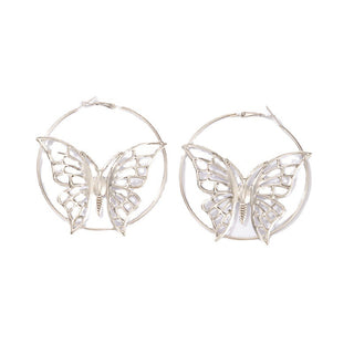 Buy silver Vintage Creative Ethnic Style Silver Earrings Butterfly Earrings