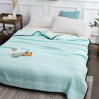 Buy jade-green Cooling Blankets Pure Color Summer Quilt Plain Summer Cool Quilt Compressible Air-conditioning Quilt Quilt Blanket