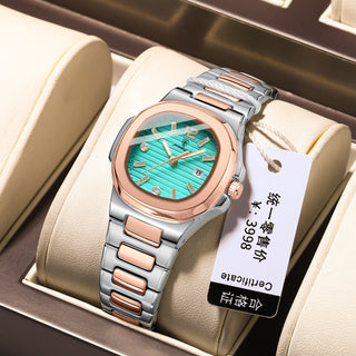 Buy rose-gold-mint-face-blue Women&#39;s Ultra-thin Luminous Quartz Watch