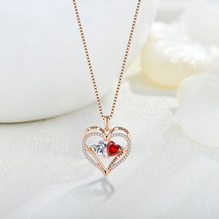 Buy silver S925 Silver Double Love Necklace With Rhinestones Fashion Personality Heart-shaped Necklace Valentine&#39;s Day Gift