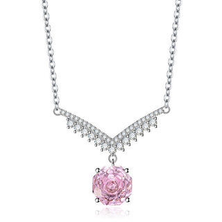 Buy pink Octagonal Millennium Rose Cut Necklace High Carbon Diamond